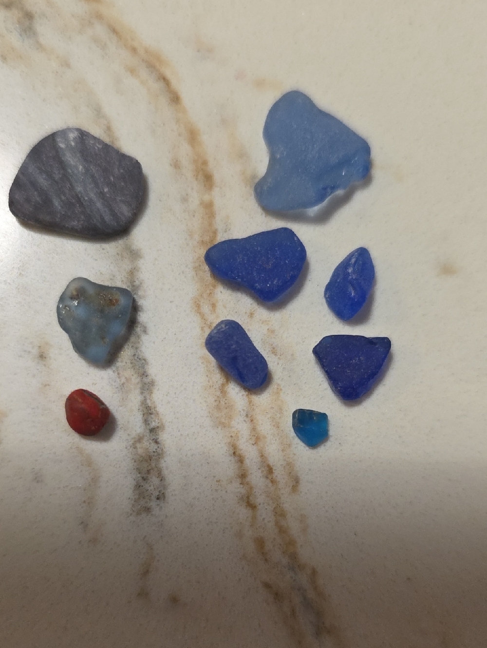 RARE 9 Cobalt Blue Sea Glass Beach Stones Red Unique